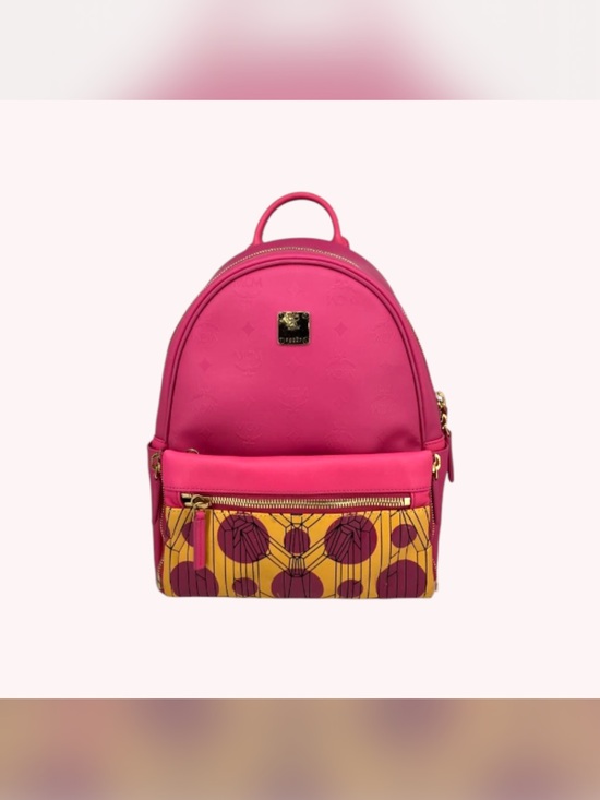 MCM Hot Pink Backpack with Yellow & Plum Patterned Front Pocket LIKE BRAND NEW! main image 5
